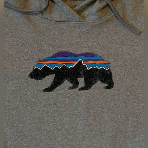 Patagonia Fitz Roy Uprisal Gray Hoodie Bear Sweatshirt Women's Large L - Picture 2 of 6